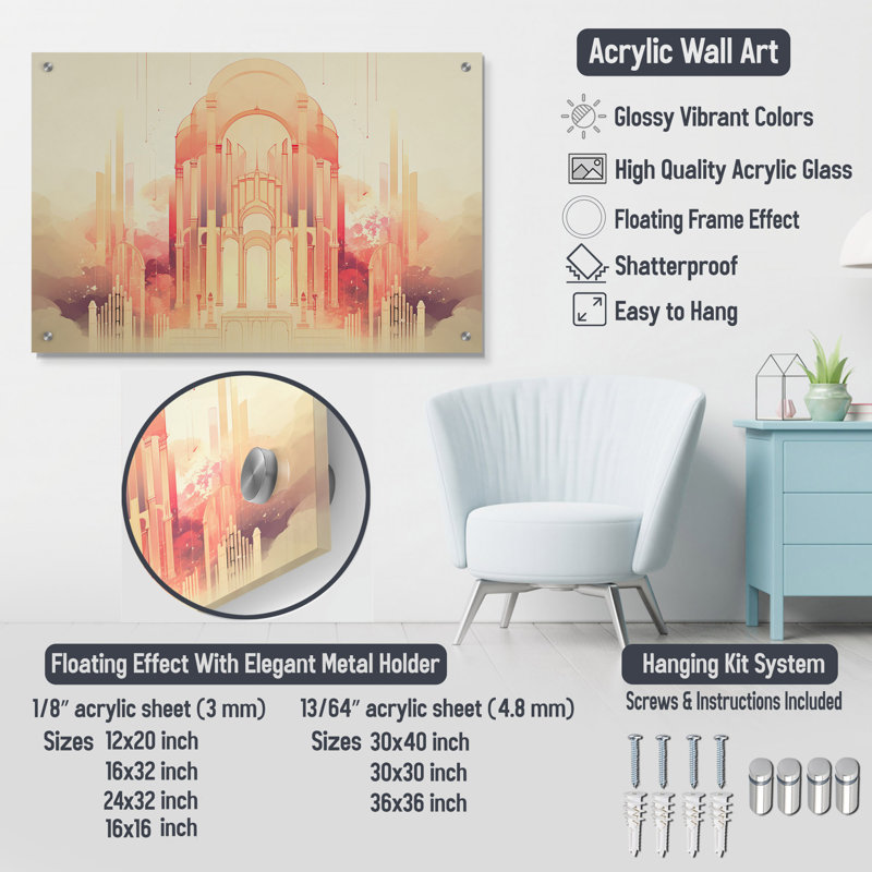 Minimalism Beige Maple Tree Melody IV - Tree Maple Acrylic Wall Art Glass Set Of 2, 16" H x 33" W