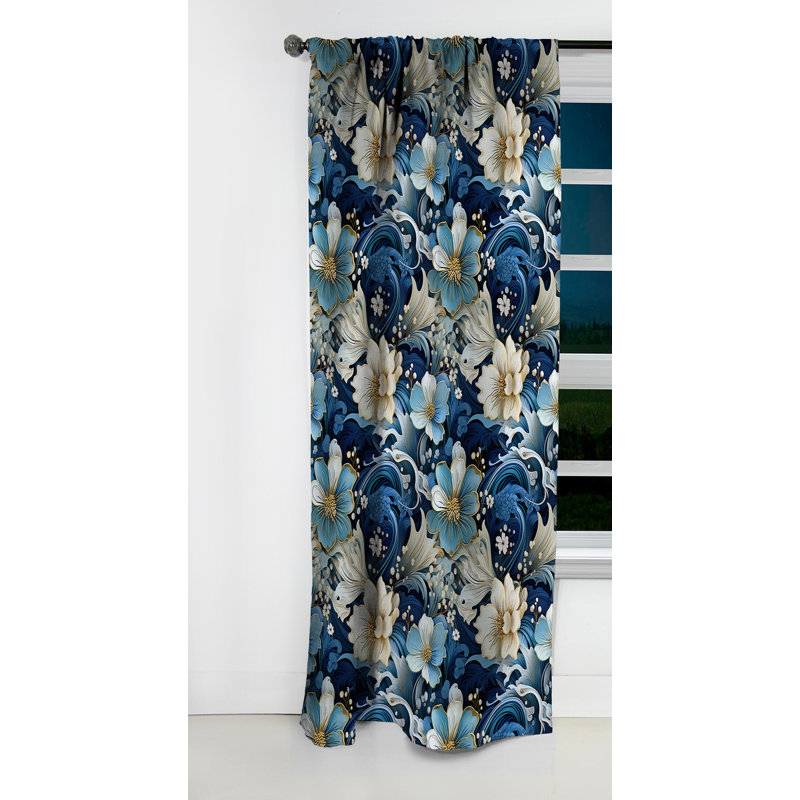 Nautique Allure Paisley Motif IV - Rideau floral - Rideau occultant floral - 1 panneaux, L 52 po x L 95 po