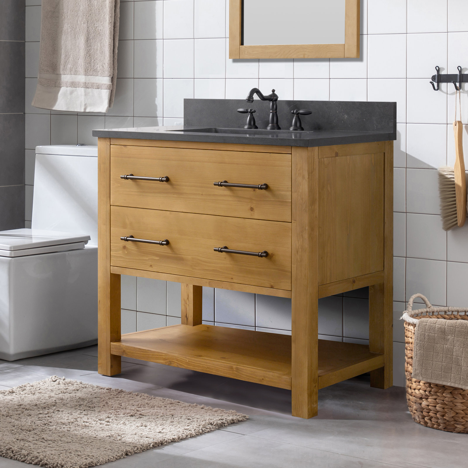 Keri 36" Single Bathroom Vanity Set, Tan/Antique Black