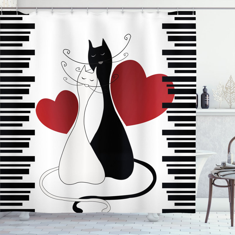 Ensemble de rideau de douche et crochets Cats, H 70 po x l 69 po