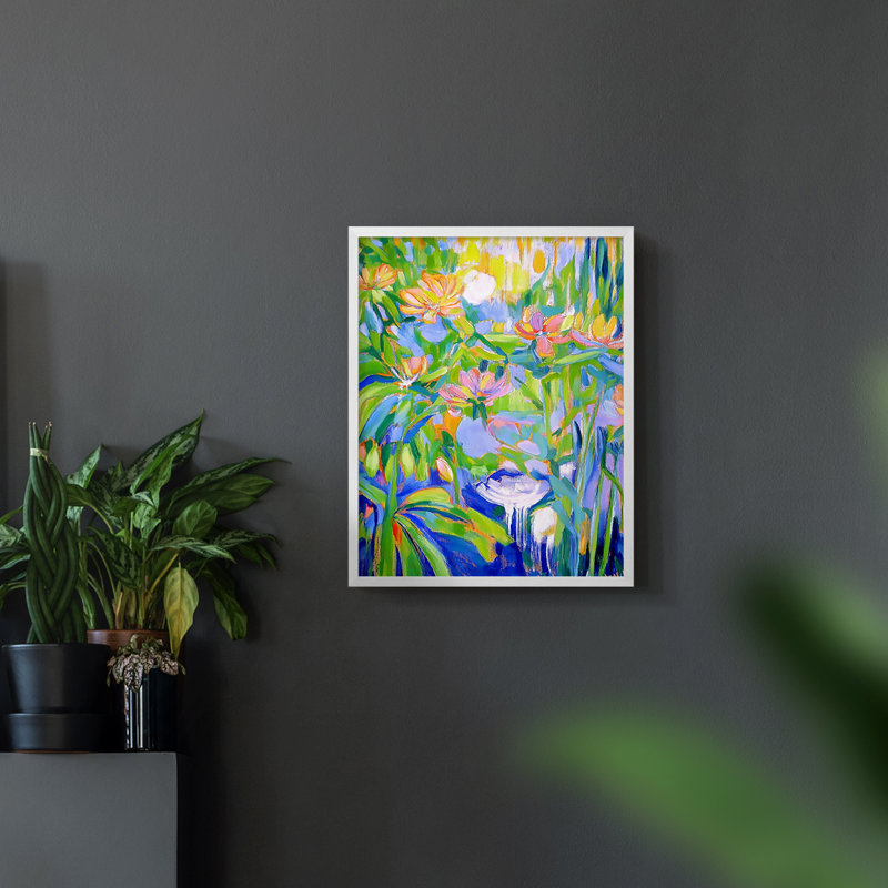 Série FLORAL DCXVII - Impression encadrée de qualité supérieure - Prêt à accrocher - Aucun clou requis, Blanc