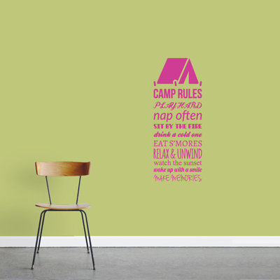 Décalcomanie murale camp rules