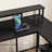 Reversible LED L-Shaped Black Desk with Storage and Power Outlet-999217586