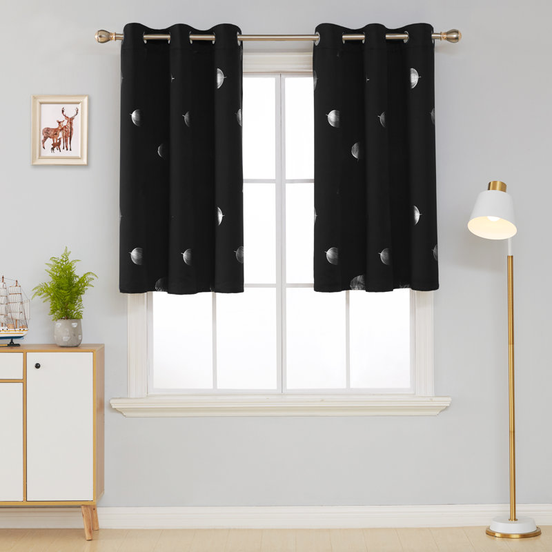 Víctor Room Darkening Curtain Pair, Black, 42" W x 71" L