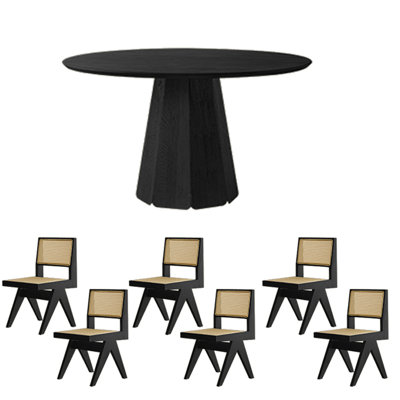 Carbonized ash dining table set