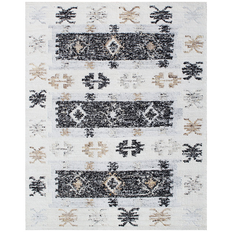 ANFL8001AIVBK Wool Area Rug, Rectangle 8' x 10'