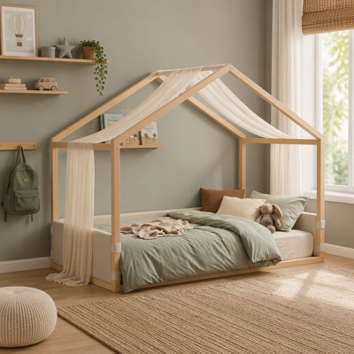 Canopy Bed with Upholstered Velvet Side Panels