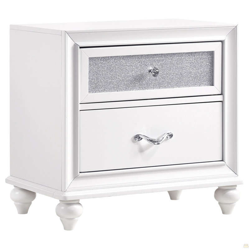 Table de chevet 2 tiroirs Barzini - blanc
