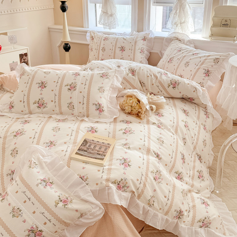Microfiber Floral Print Comforter Set, Twin XL Comforter + 2 Pillowcases