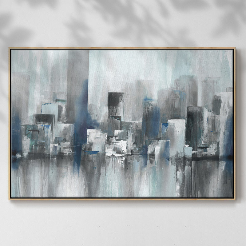 Cityscape In Blues, reproduction d'art sur toile, H 25 po x l 37 po x P 2 po, Naturel
