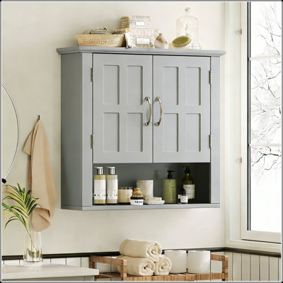 Armoire de rangement murale pour salle de bain, multifonctionnelle murale avec tablettes réglables, idéale pour la lessive, la cuisine et le salon