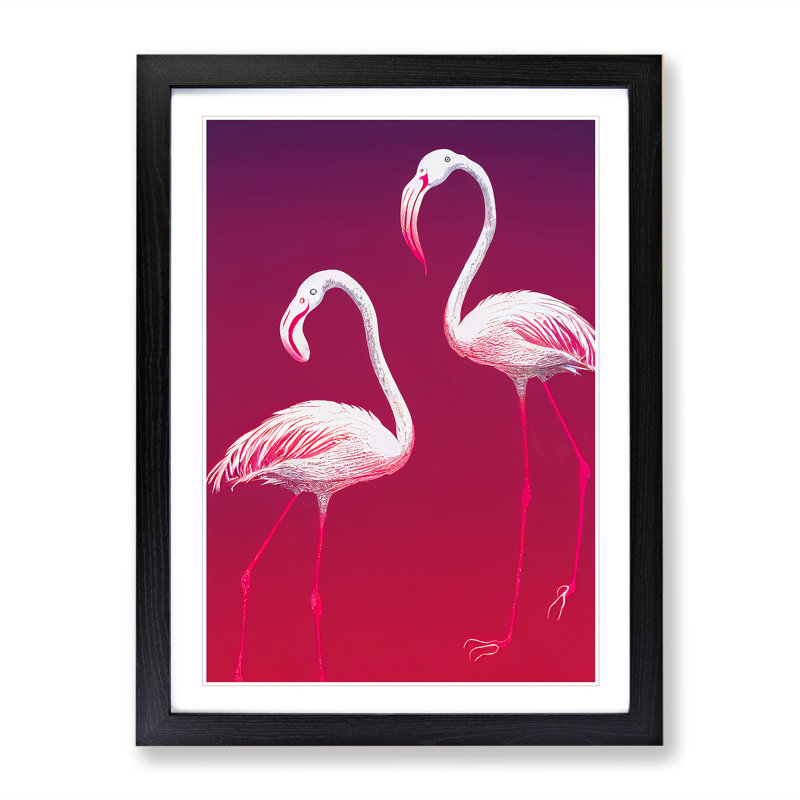 A Pair Of Flamingos - Single Picture Frame Print, Black, 46cm H x 34cm W x 2cm D
