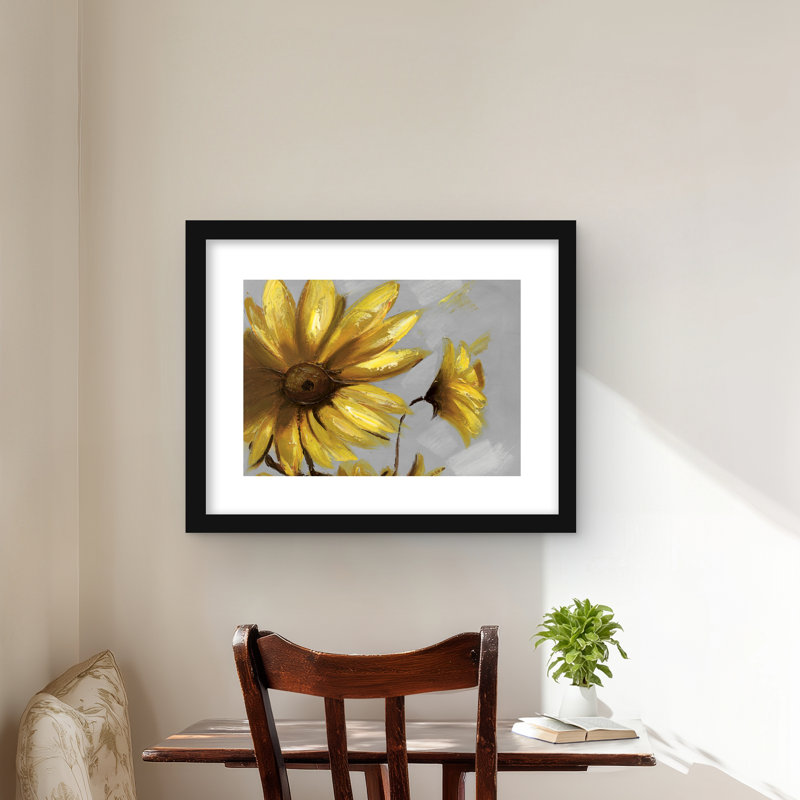 Fleurs de montagne arnica - reproduction encadrée avec passe-partout | Décor, Noir