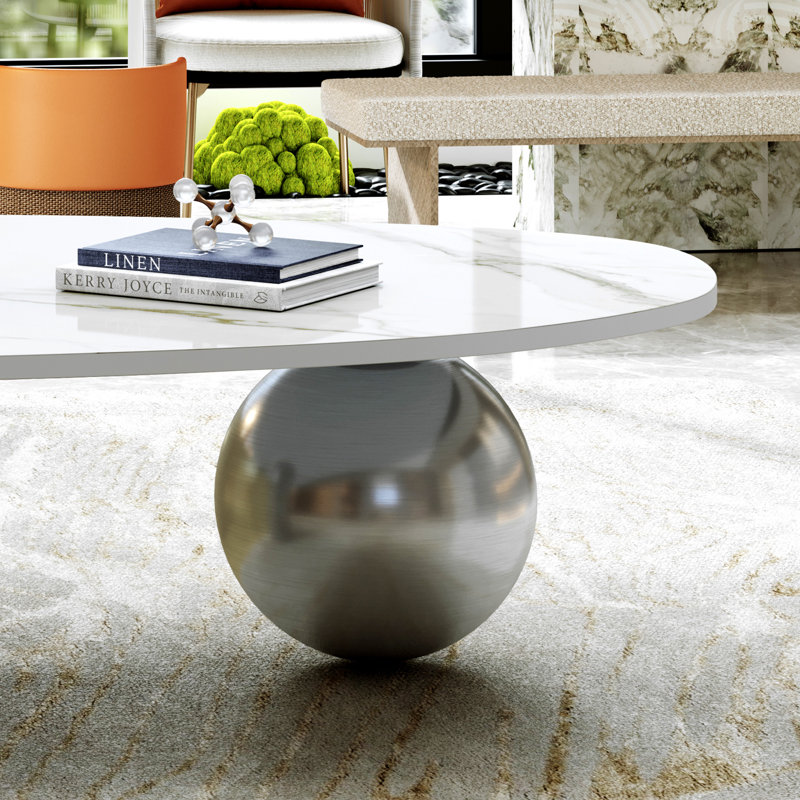 Table basse 49,2 po Free Form, Gris, blanc / gris