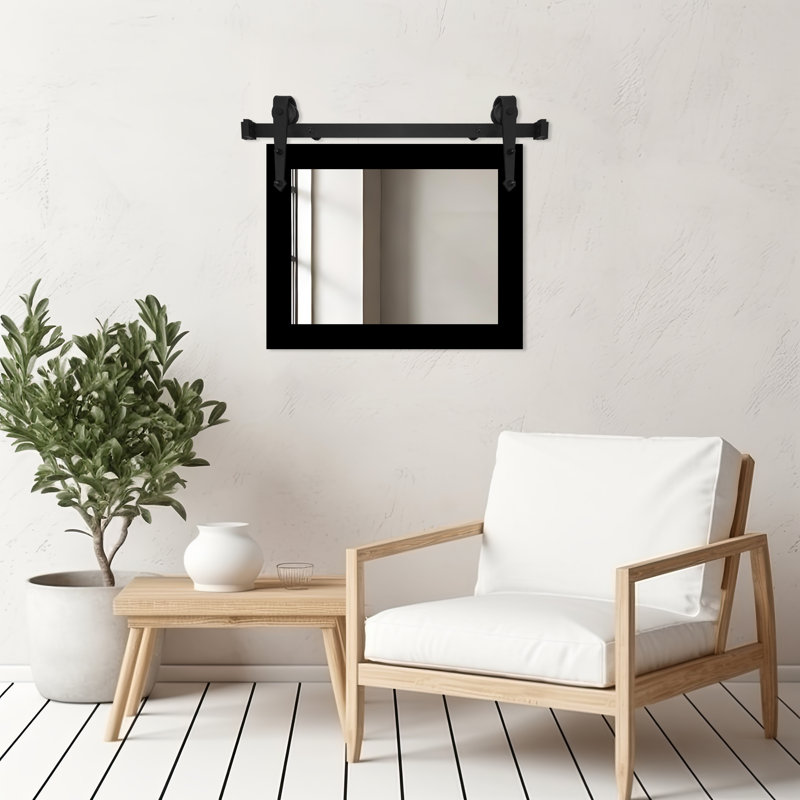 Conner Rea Flat Wall Mirror, Glossy Black, 38" x 27"