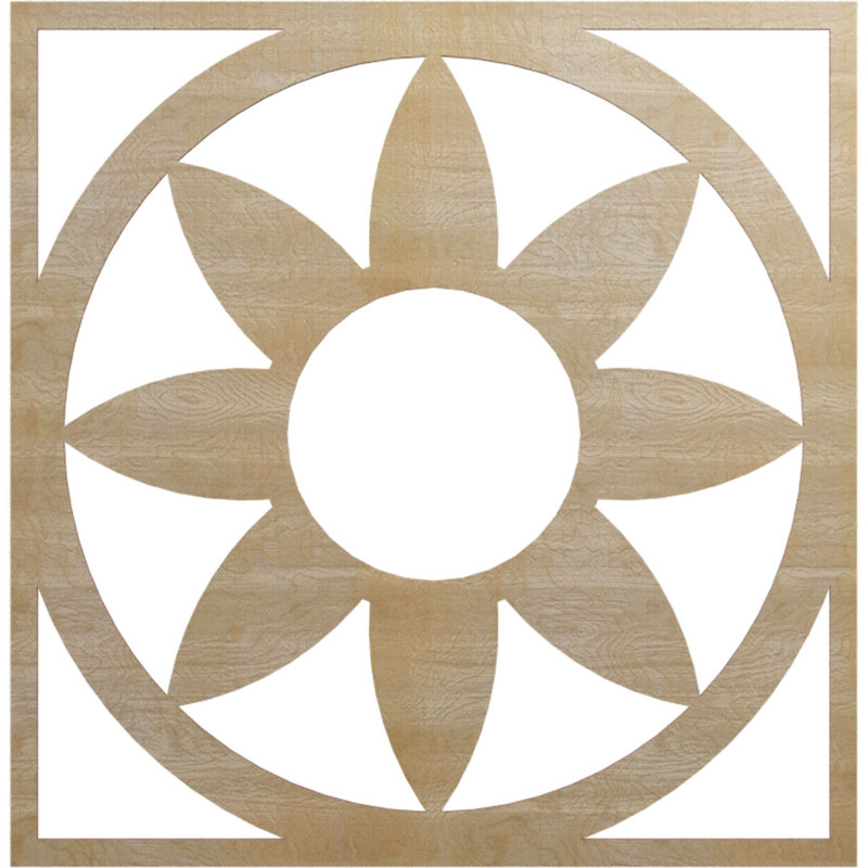 Médaillon de plafond en bois Blume, H 36 po x l 36 po x P 0,25 po, Bouleau
