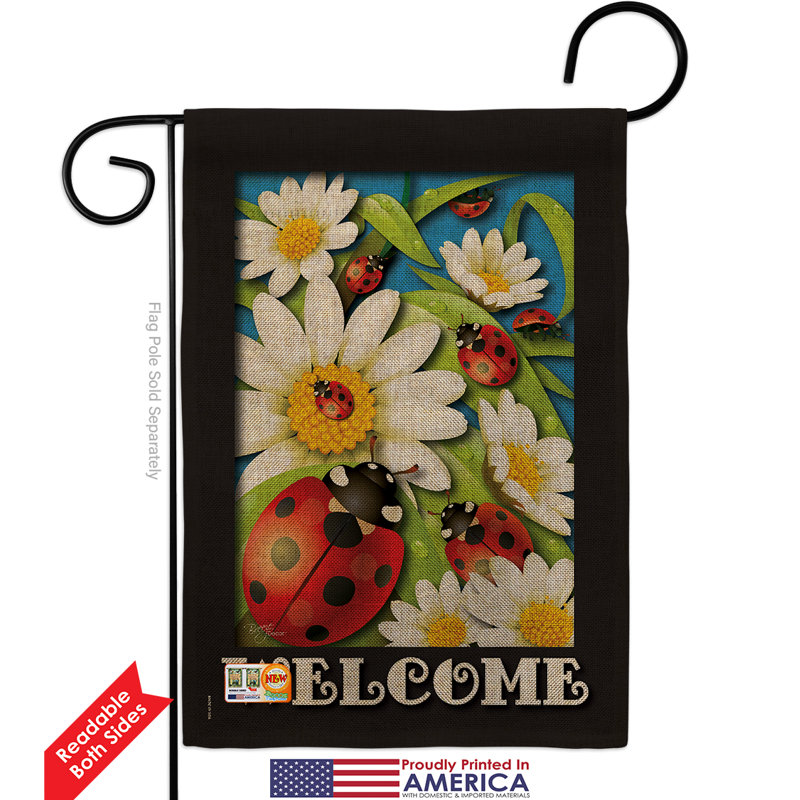 Coccinelle ciel 2 côtés en polyester 19 x 13 po drapeau de jardin