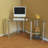 Corner Glass Top Metal Base Computer Desk