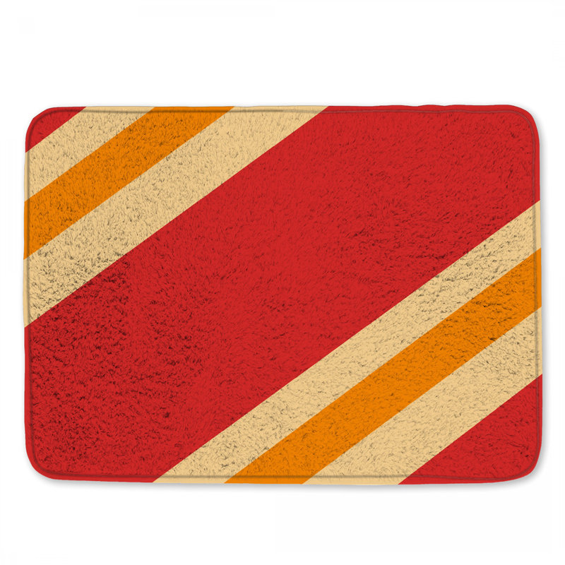 Tapis de bain rouge orange à rayures diagonales, L 24 po x L 17 po