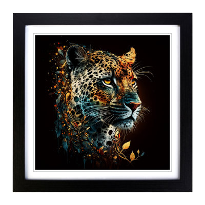 Leopard Graphic Art - Single Picture Frame Print on Wood