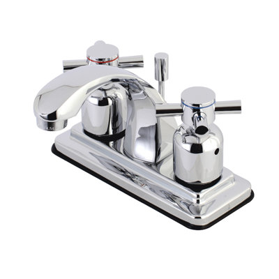 Robinet de salle de bain central à 4 poignées à 3 trous à fixation sur le comptoir avec robinet escamotable en plastique Kingston Brass