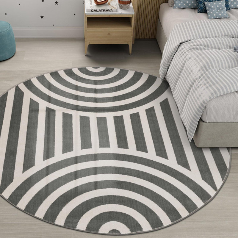 Unique Loom Lines Whimsy Kids Rug, Round 7'10"
