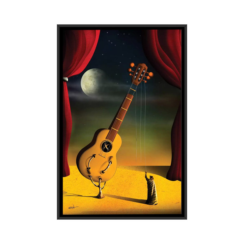 « violao guitare », impression sur toile, H 26 po x l 18 po x P 1,5 po, Toile avec cadre noir, Pas de tapis