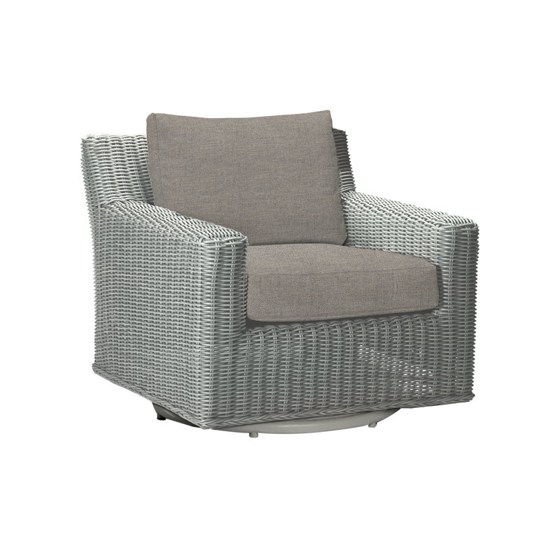 Rustic Swivel Patio Chair with Cushions, Natural White, Slate Gray, Welt