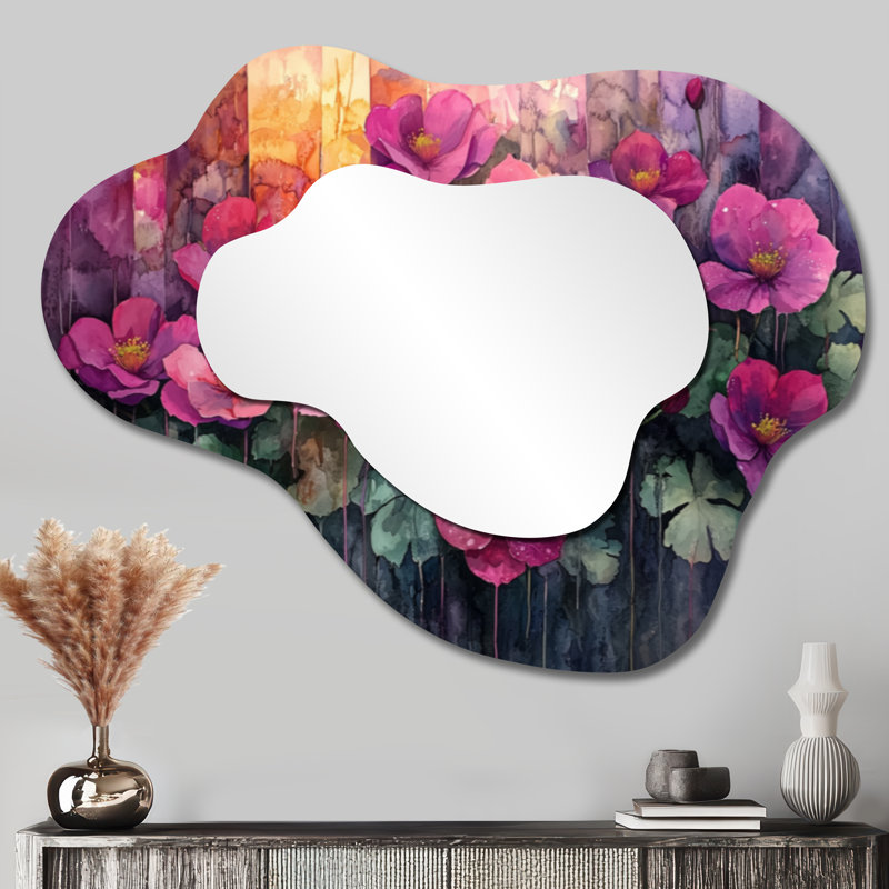 Echeveria And Burro's Tail Succulent Forest - Succulent Asymmetrical Decorative Mirror, Traditional irregular Wall Mirror, Printed on Metal