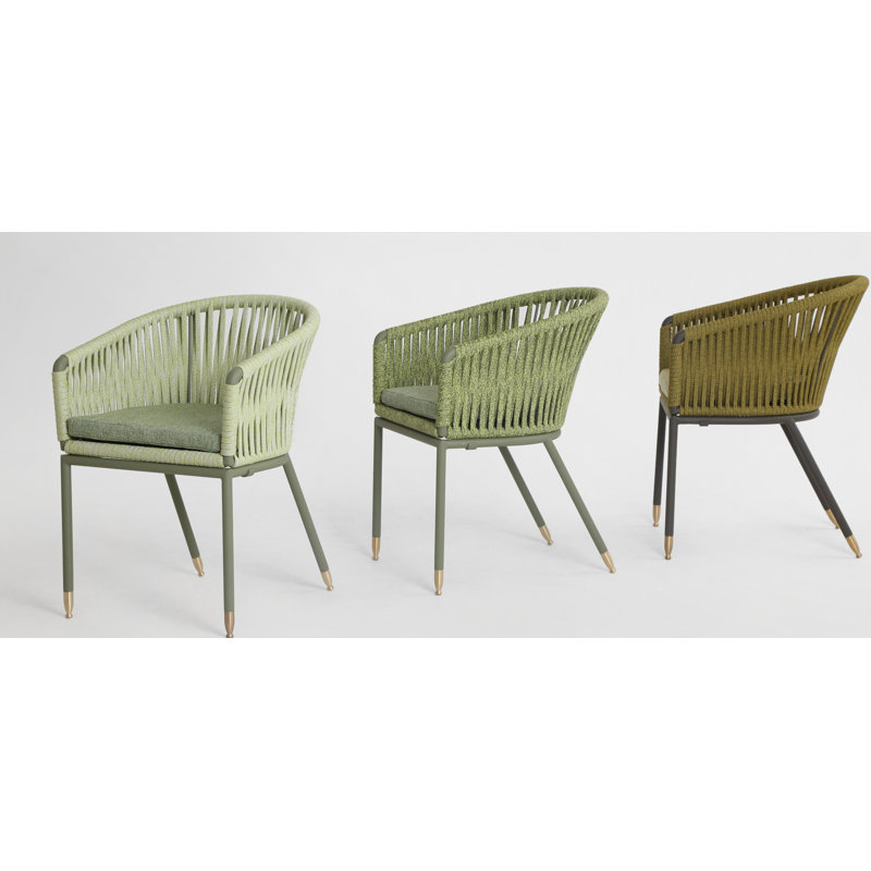 Summer Outdoor Dining Armchair, Red Brown/Brass, Sand Beige Flat Ropetek