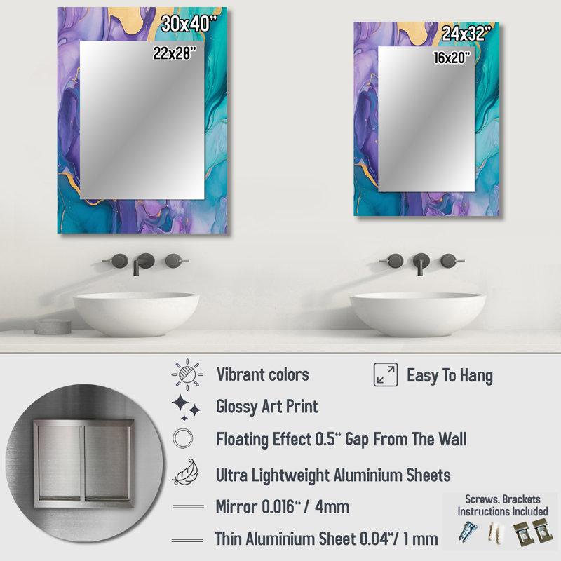 Lobdell - Miroir abstrait en métal, 32 po x 24 po