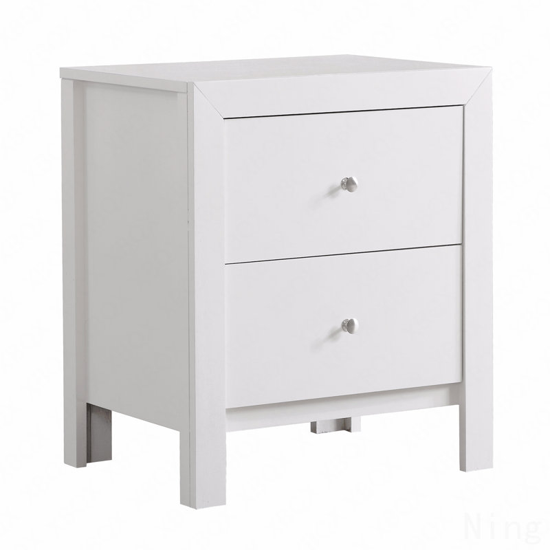 Table de chevet transitionnelle blanche élégante, Blanc