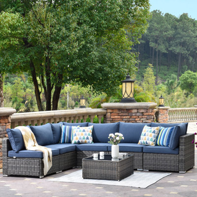 Aliva 6 - Person Modular Patio Conversation Set with Cushions