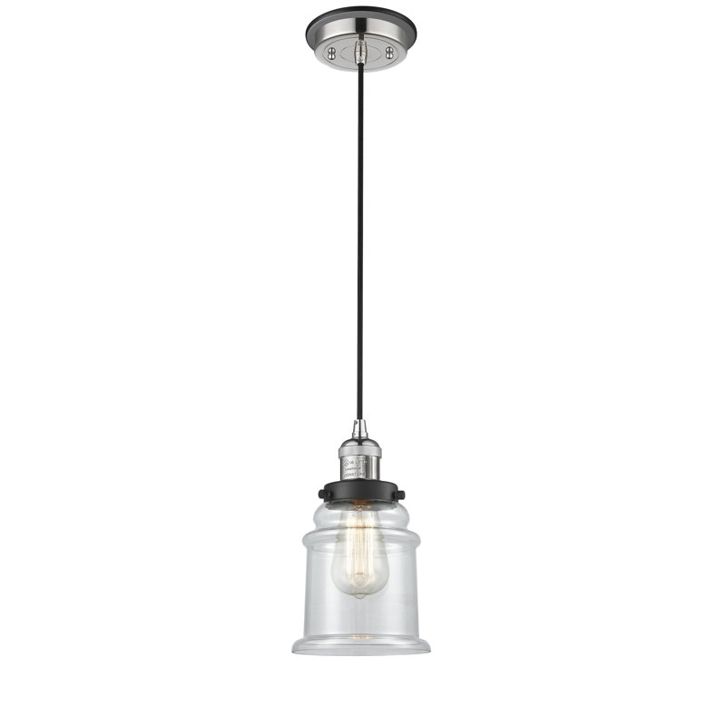 Alexandira 1 - Light Single Pendant, Polished Nickel with Matte Black accents, Clear