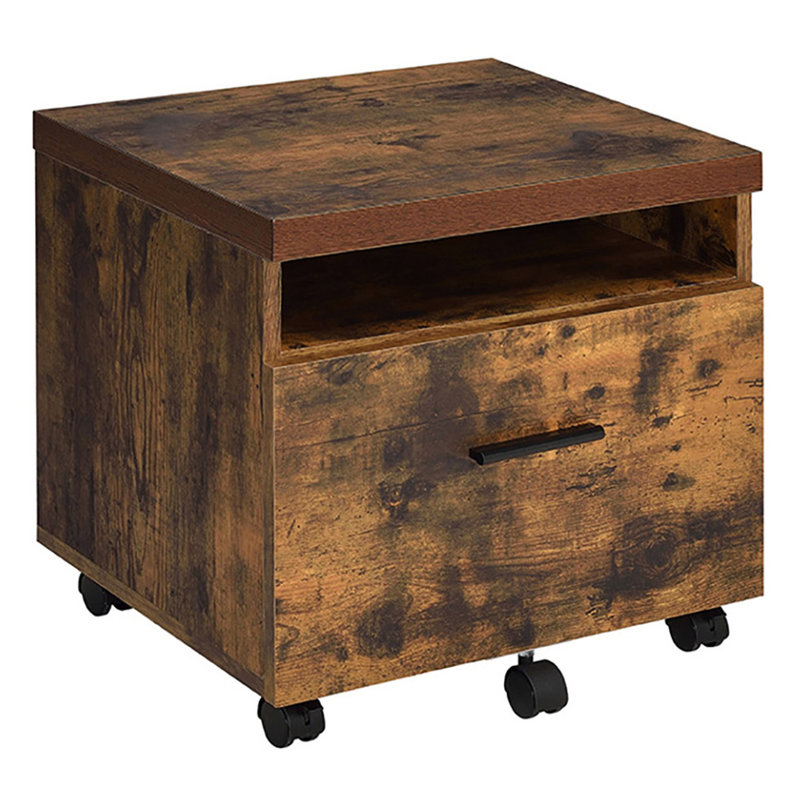 1 classeur en chêne vieilli et noir - mobilier de bureau rustique avec compartiment ouvert, stable et mobile, 18,5 po x 19,5 po x 16,5 po, 18,5 po x 19,5 po x 16,5 po