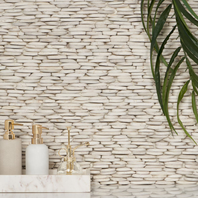 Nature 4x11 Stacked Honed Natural Stone Mosaic Tile, White