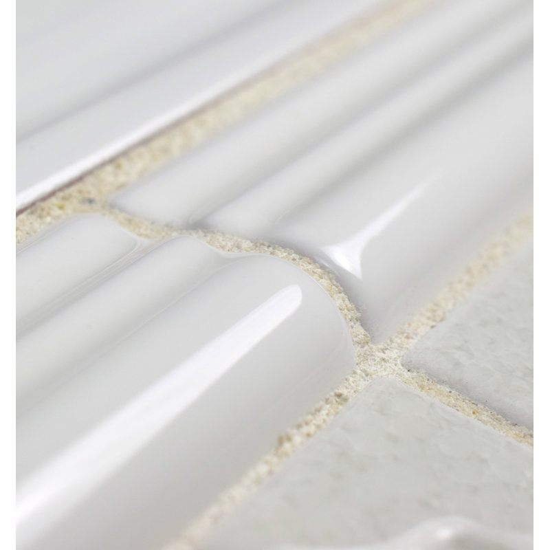 Blanco 8" x 1.25" Ceramic Chair Rail Tile Trim in Brillo Zen White