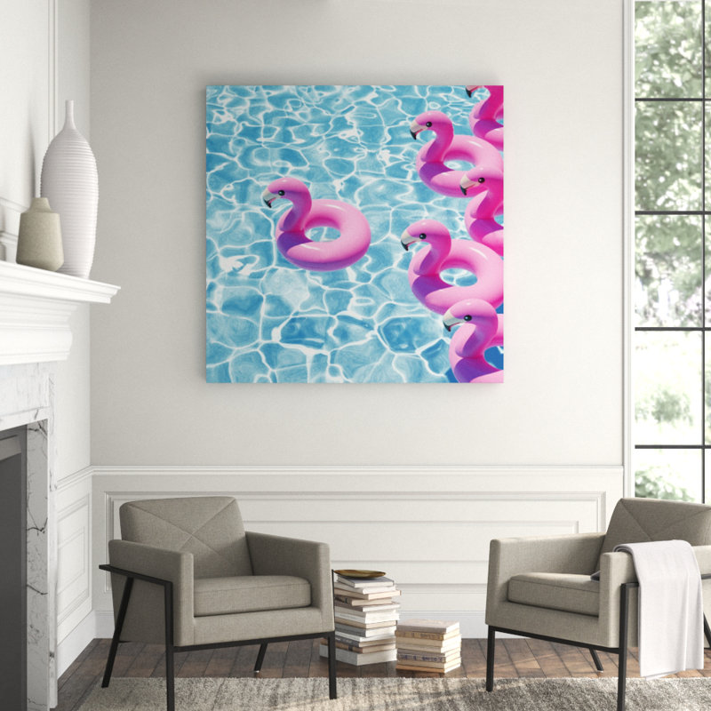 Flamingo Pool Party Print, Acrylic, 56" H x 56" W x 2.5" D