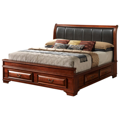 Space-saving Storage Bed With Oak And Modern Sleigh Design For Stylish Bedrooms -  Red Barrel Studio®, E3B2F1603A5E450E9CFF6117BBE830BC