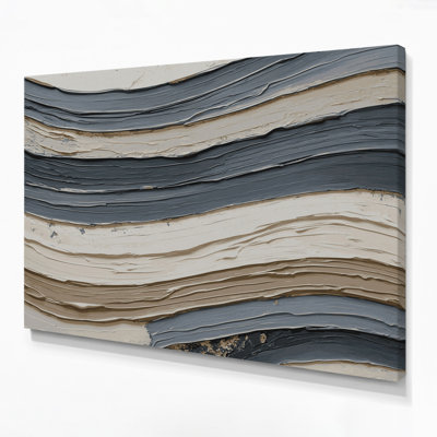 Art mural horizontal sur toile rayée gris pierre