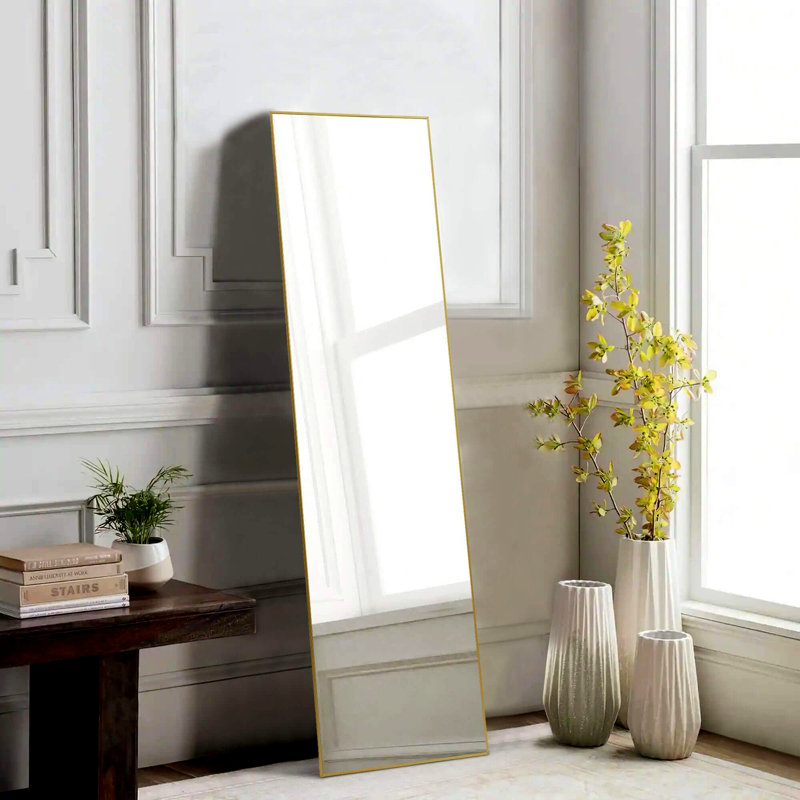 Miroir de plancher, miroir mural avec cadre mince en alliage d'aluminium, 21 po x 64 po, Noir
