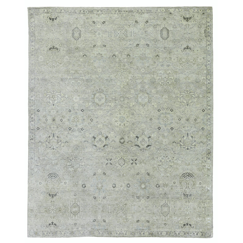 Heirloom Wool Abstract Area Rug in Khaki, Rectangle 6' x 9'