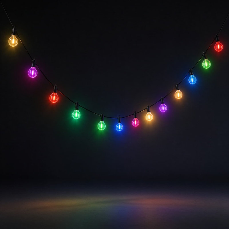 Guirlande de lumières d'extérieur RVB avec télécommande et lumières à DEL imperméables pour la terrasse