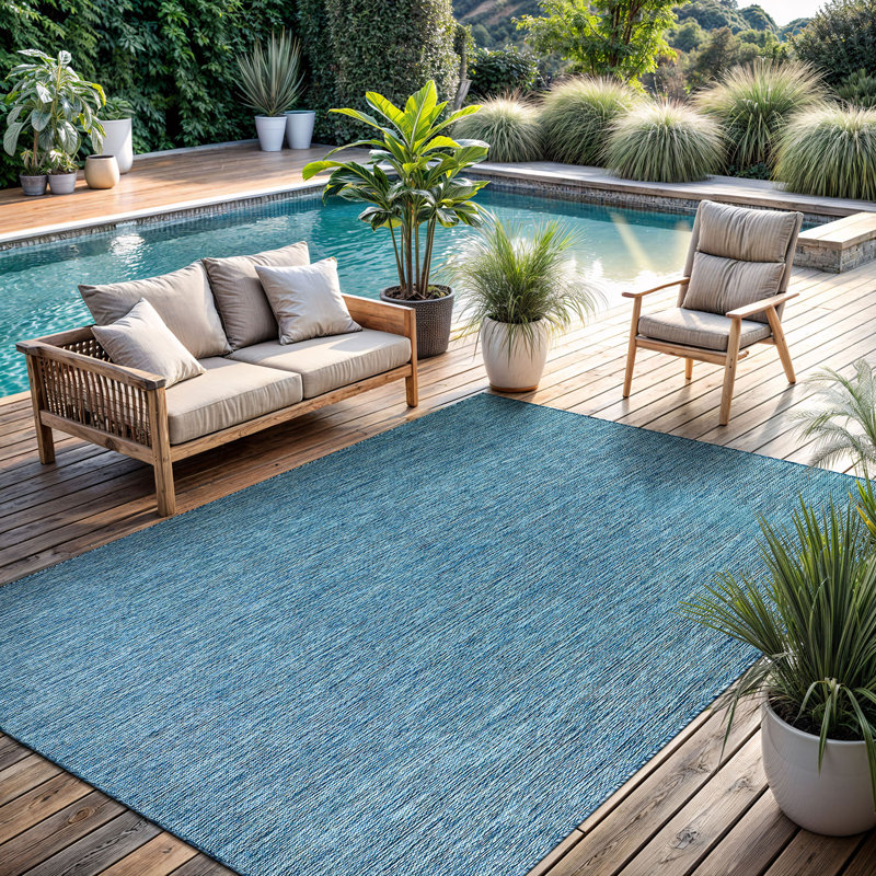 Tapis intérieur / extérieur bleu turquoise, Rectangle 10 pi x 14 pi