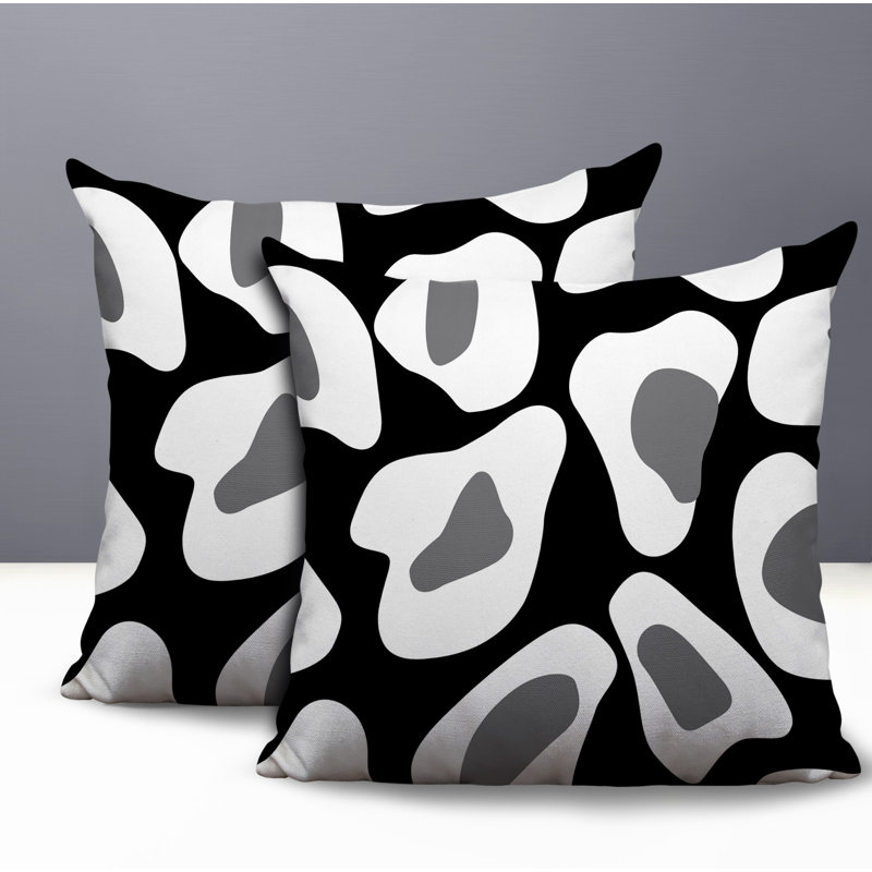 Oreiller réversible intérieur / extérieur Ziny, 16x16, Noir