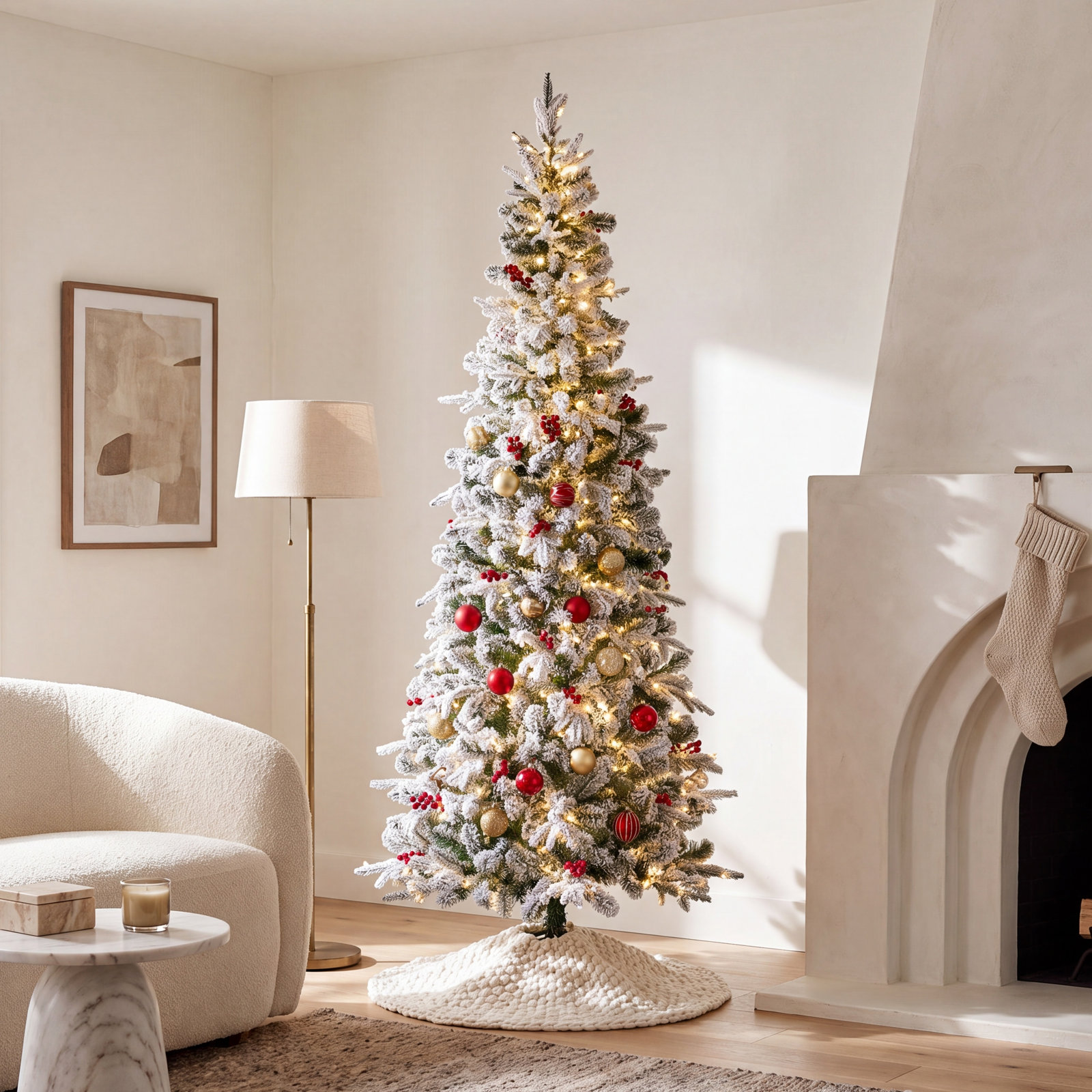 Pre-Lit Fir Christmas Tree, 7' H x  3' D