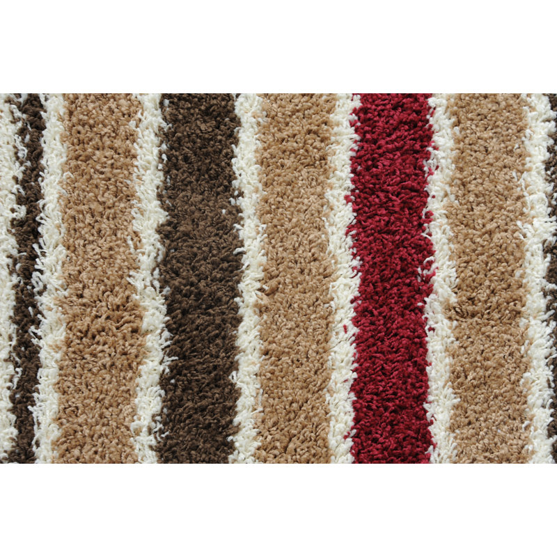 Striped Red/Brown Area Rug, Rectangle 2'4" x 3'9"
