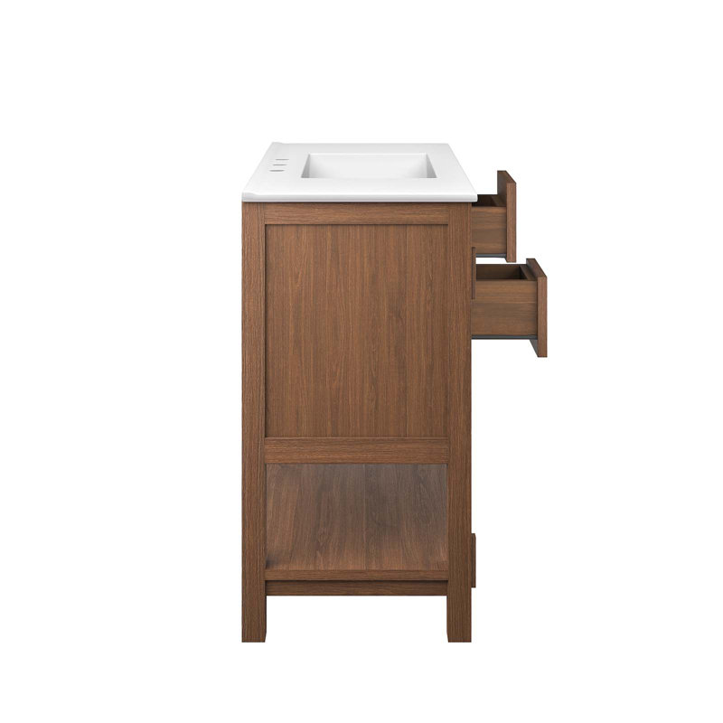 Ashlyn 36" Walnut White Wood Bathroom Vanity with Ceramic Top