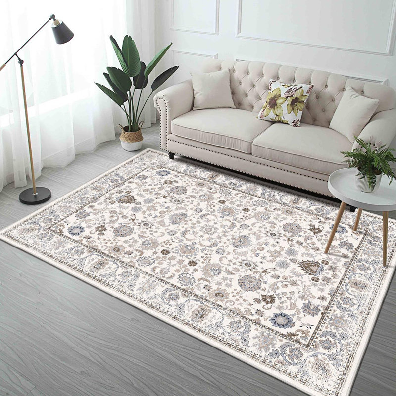 Tapis lavable antidérapant rétro Bohemian, Rectangle 5 pi x 7 pi