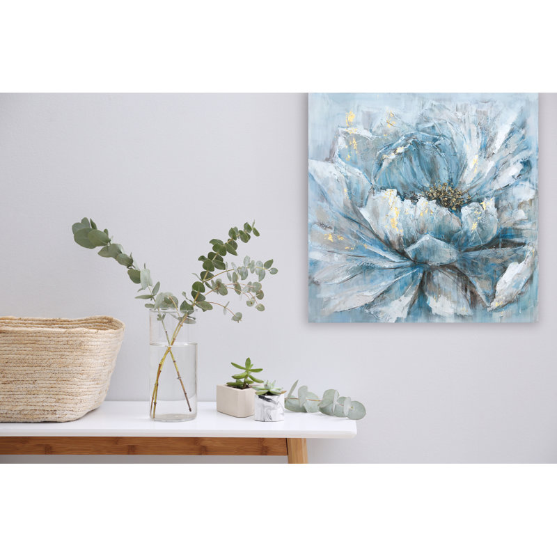Fleur - peinture sur toile tendue, H 20 po x l 20 po x P 1,5 po
